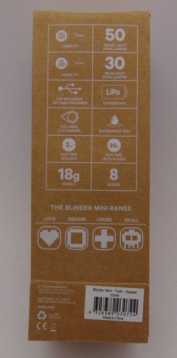 KNOG Blinder Mini SQUARE Zestaw Lampek na rower i hulajnogę # USB # IP67 # NOWE