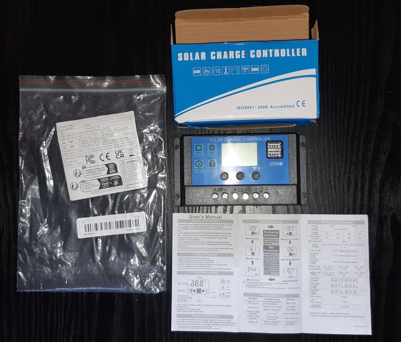 Solar charge controller W88-C 30А  (ШИМ) для заряда от солн. панелей