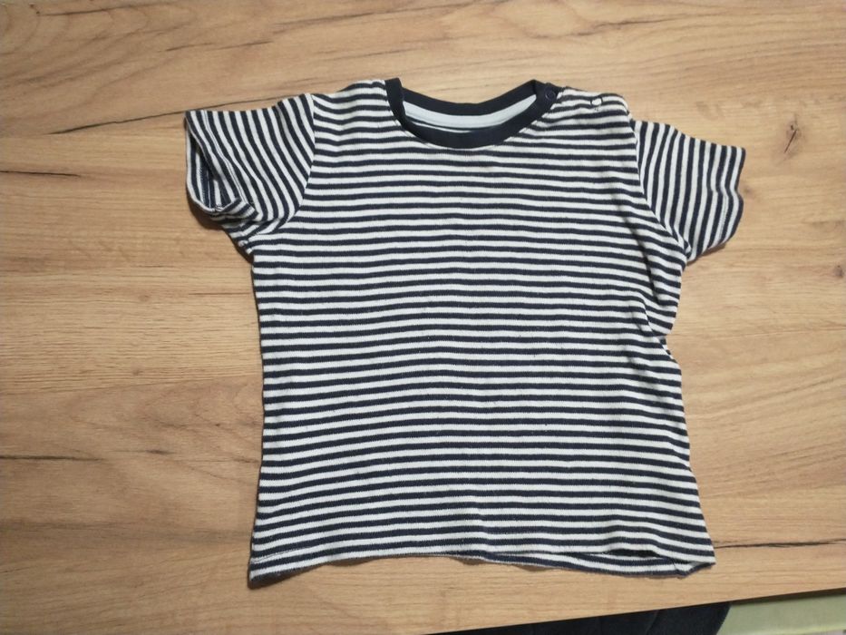 Granatowo biała koszulka t-shirt dla chłopca rozm 86/92 Lupilu