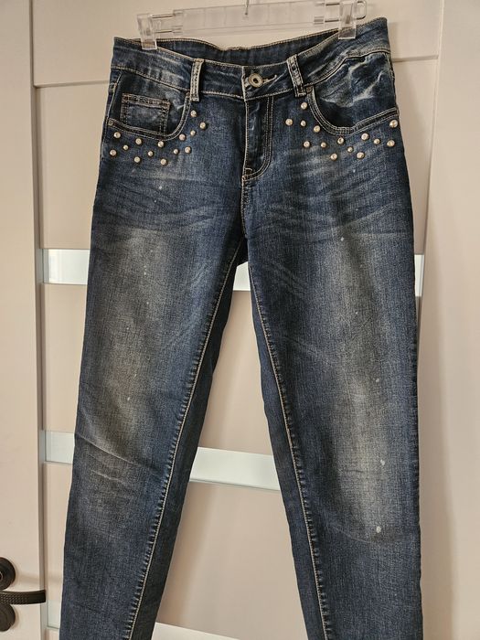Dżinsy spodnie Hand Work Denim z dżetami