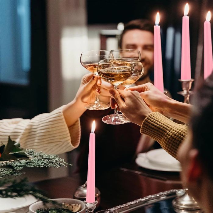 Luckwaii Różowe Świece Stożkowe, 20 Szt. 15 cm, Dekoracyjne