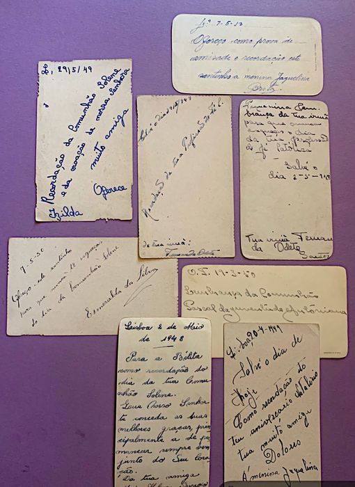 COLEÇÃO DE 50 PAGELAS RELIGIOSAS anos 47/48/49 com dedicatórias