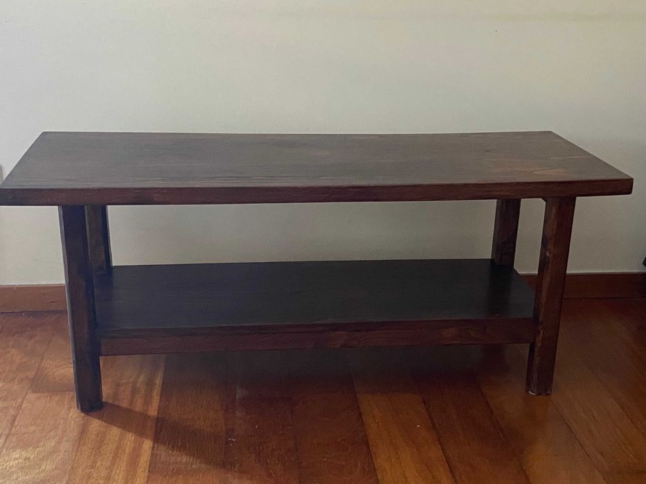 Mesa de centro/apoio em madeira maciça mogno com 1,20 m x 0,42 m