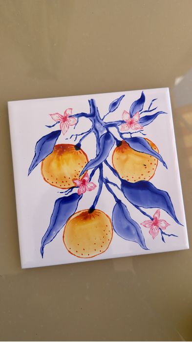 Azulejo pintado à mão: laranjas