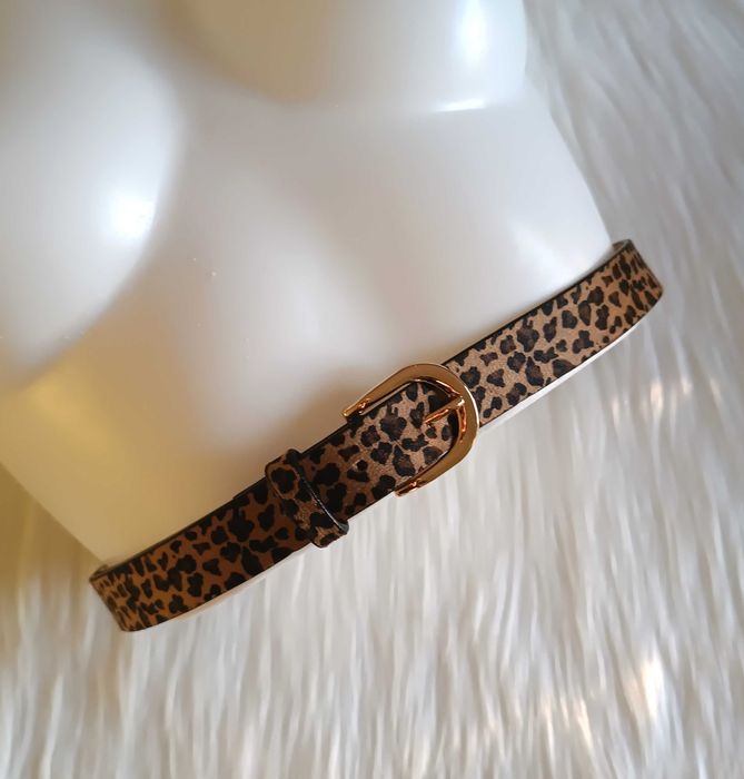 Skórzany Pasek wzór Panterka Damski