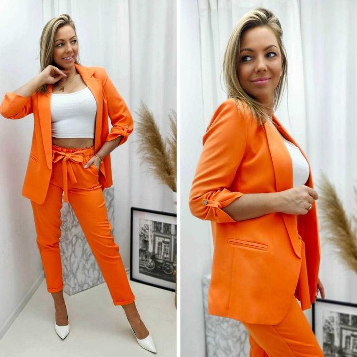 Garnitur damski ANET plus size (S-5XL)  pomarańczowy na zamówienie