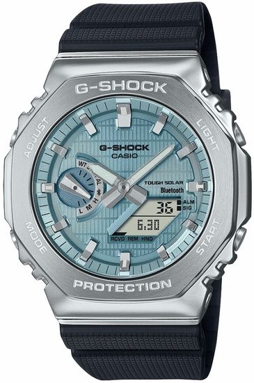 Zegarek Casio G-Shock CasiOak Metal Solar Bluetooth GBM-2100A-1A2ER – Błękitna tarcza, komplet