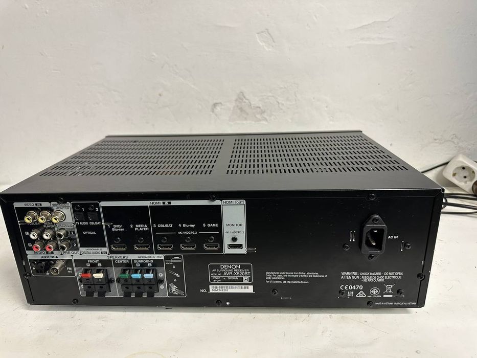Amplituner AV Denon AVR-X520BT | 5.1 | 4K | Bluetooth | USB | HDMI | Pilot nie