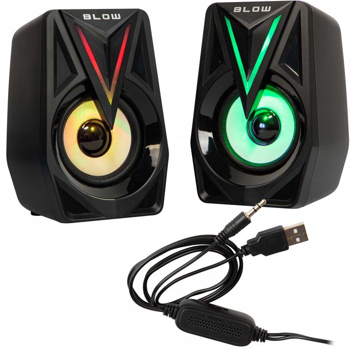 ZESTAW Głośników 2.0 Do Laptopa Pc Komputera Komputerowe Gamingowe Led Rgb Usb GŁOŚNE Podświetlenie RGB