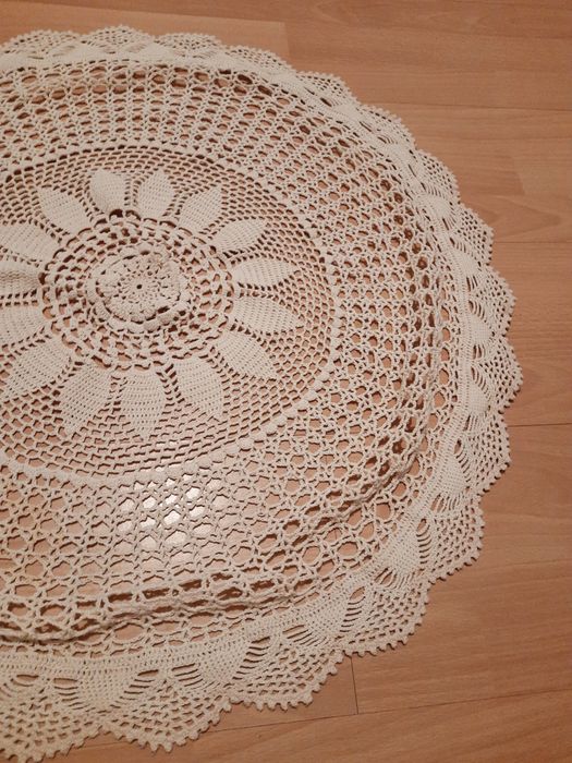 Bawełniany obrus ażurowa serwetka naturalny beżowy kolor 70 cm