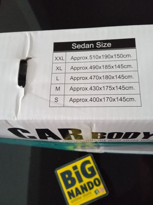 Capa proteção para carro ou carrinha M/L/XL ou XXL