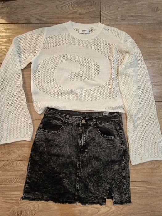 Spódniczka jeansowa z bluzką roz 170