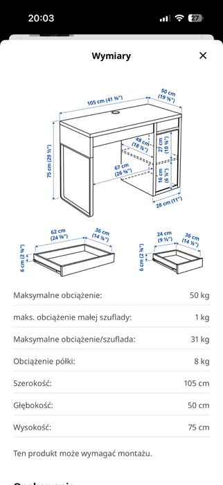 Biurko micke ikea
