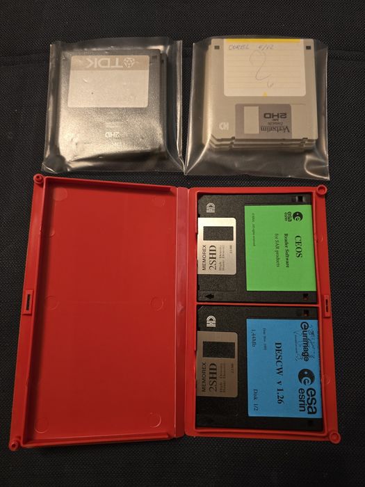 Pudełko i dyskietki retro prl