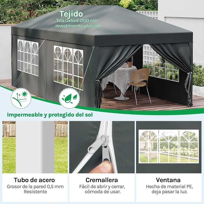 Tendas 6x3 dobráveis +6 laterais e pesos. Feiras, campismo, garagem.