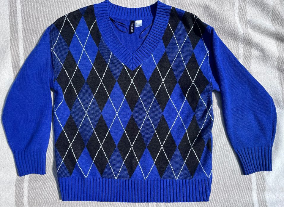 Niebieski sweterek z dekoltem V z HM 40/L