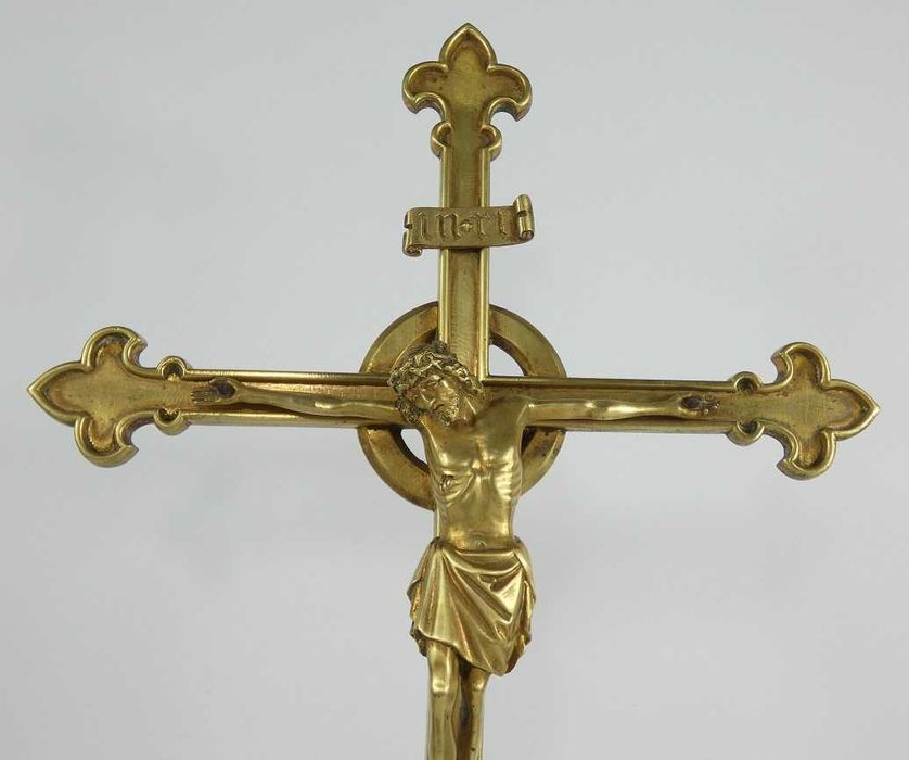 Krzyż krucyfiks mosiądz pasyjka JEZUS 50,5 cm GOTYK