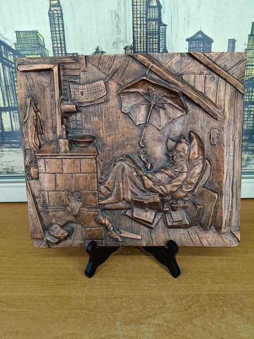 Płaskorzeźba „Biedny poeta” – Karl Spitzweg