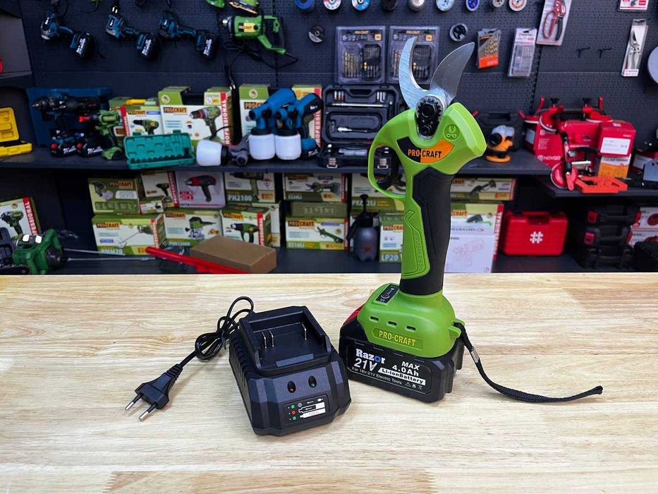 Секатор Прокрафт , гострі леза + Акб 4.0 А.h + Зарядка Готовий набір