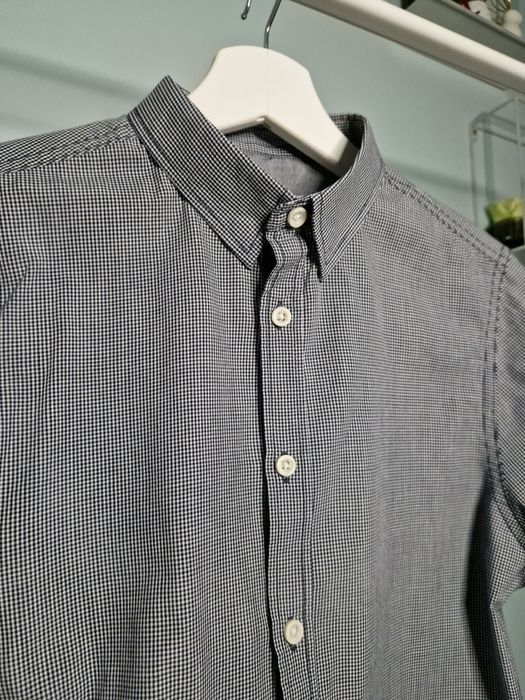 Szara koszula elegancka męska w kratę slim fit SMOG New Yorker