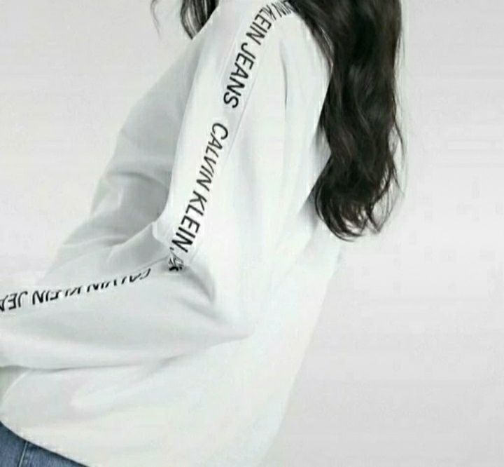 Calvin Klein CK biała logowana oryginalna bluza oversize