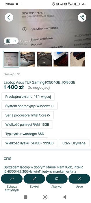 Laptop Asus TUF Gaming