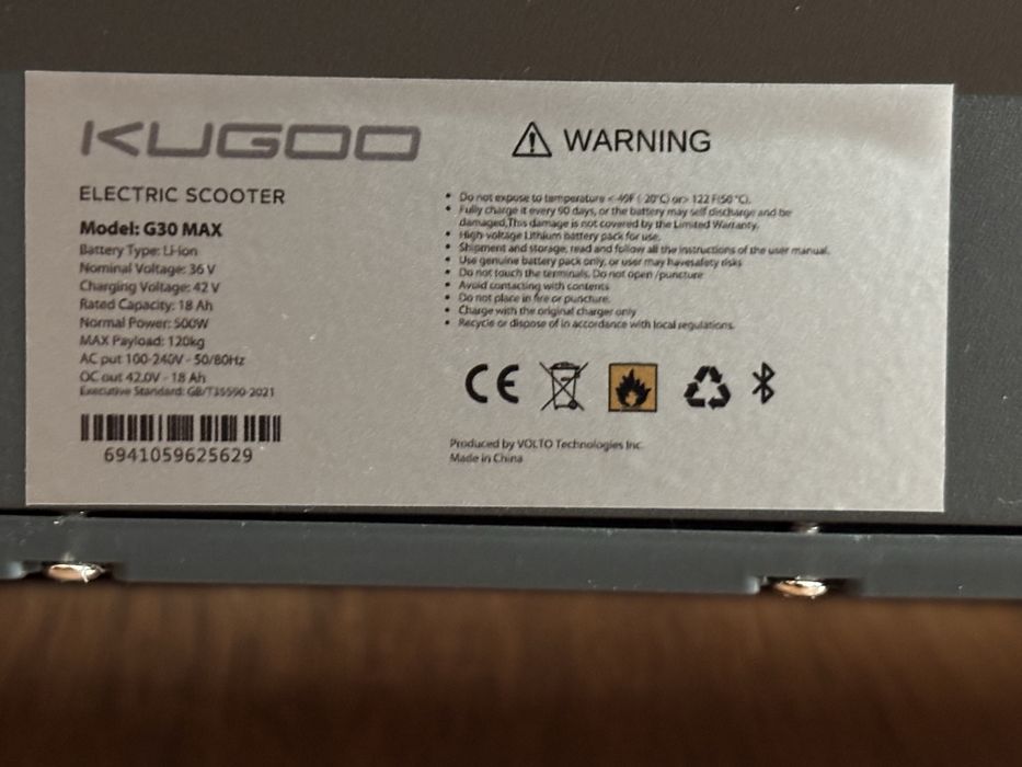 Продам електросамокат KUGOO  G30 Max 500W 18h сірий
