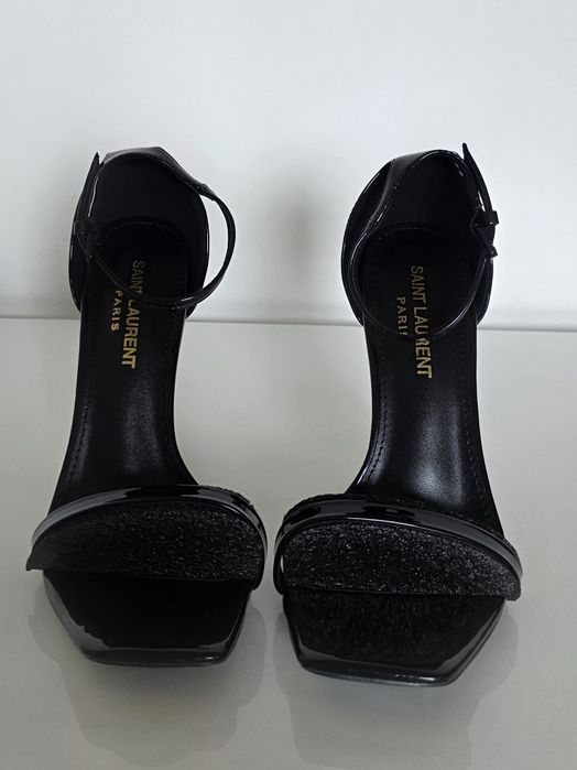 Saint Laurent Opyum Sandals - czarne szpilki z logo YSL