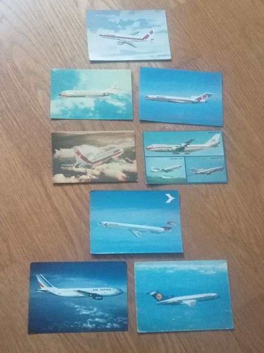 Belo lote de 8 postais ( 5 da TAP e 3 diversos)