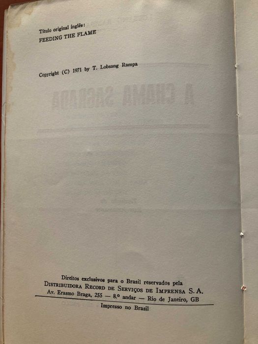 Livro A Chama Sagrada - Lobsang Rampa