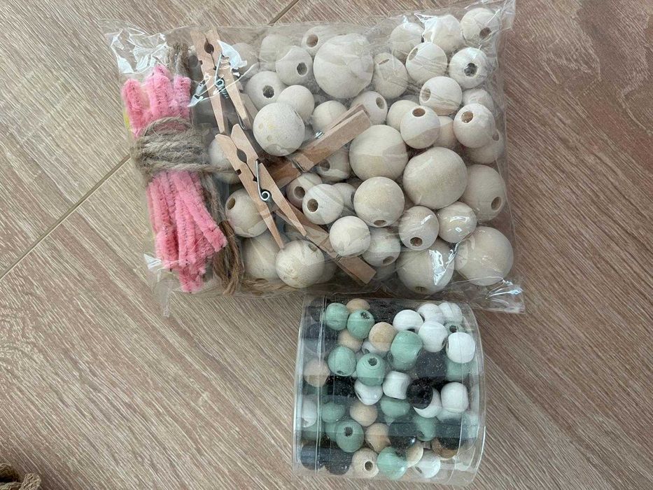 Zestaw do macrame/sznurek/drewniane koraliki