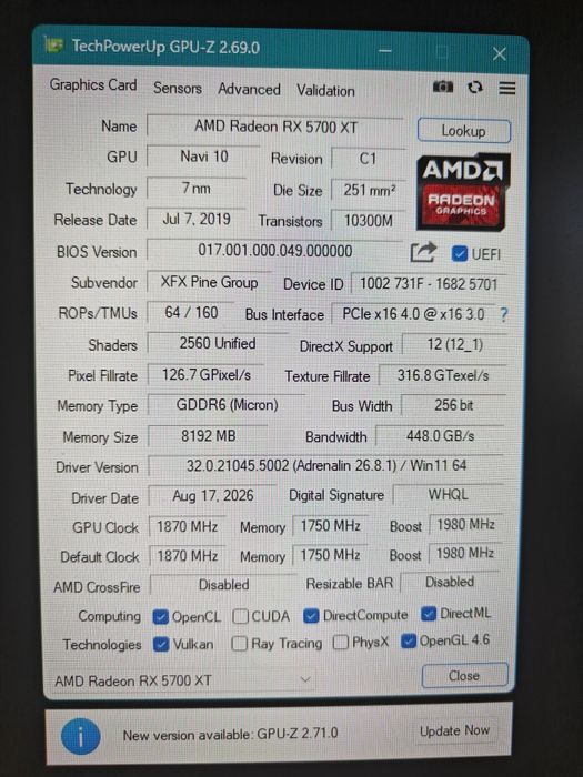 XFX RX 5700 xt 8GB