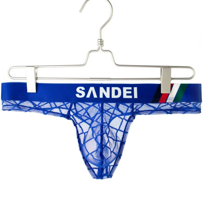 Męskie przeźroczyste stringi SANDEI, siateczka, elastyczna guma - XL
