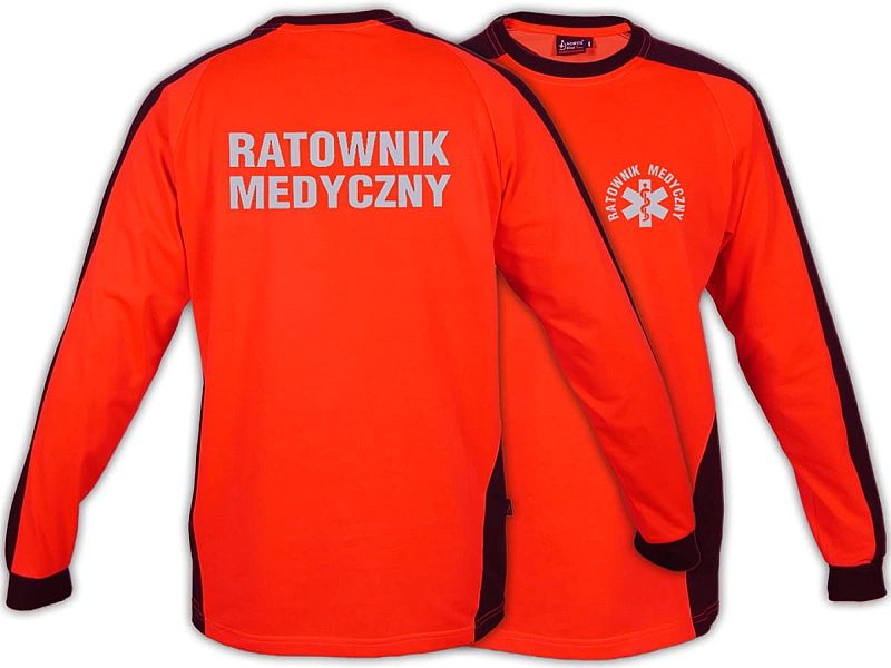 Koszulka ratownicza FLUO męska odblaskowa FUNKCYJNA z długim rękawem (