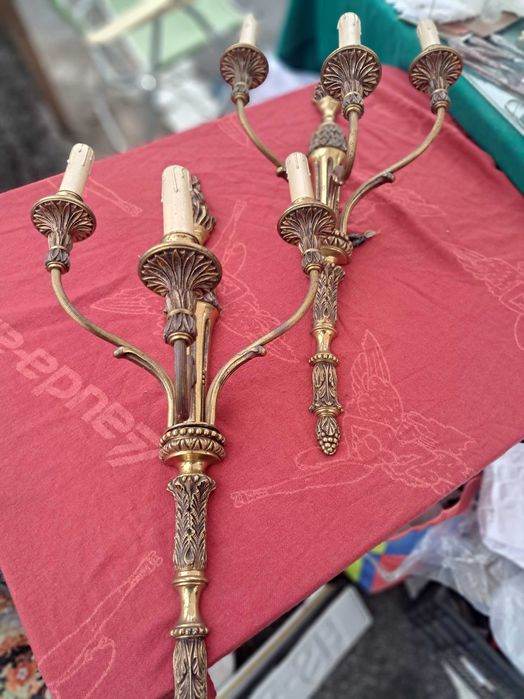 Dois apliques tipo castical em bronze