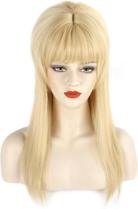 FVCENT Peruka w Stylu Vintage Retro Prosta Blond z Grzywką Obwód 50 cm