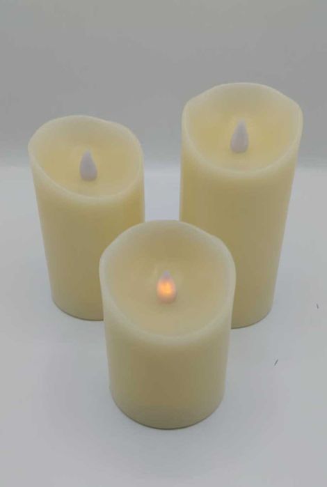 Świece LED woskowe 3 szt. migoczący płomień 10–15 cm