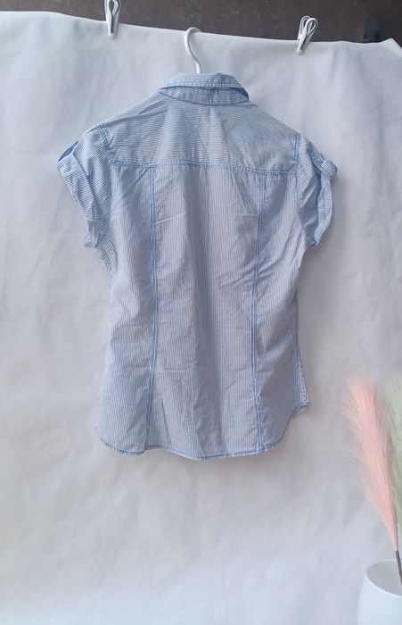Koszula basic biała niebieska paski H&M 36 S XS must have