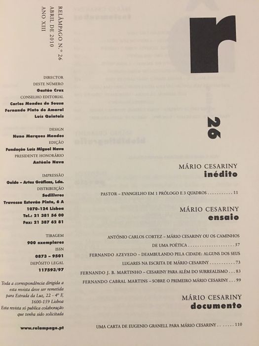 Relâmpago. Mário Cesariny