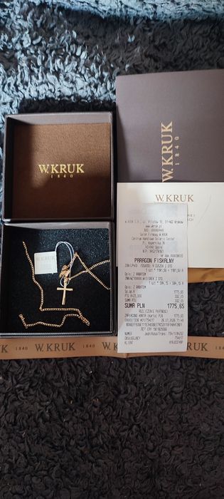 Złoty łańcuszek z krzyżem  od Kruka