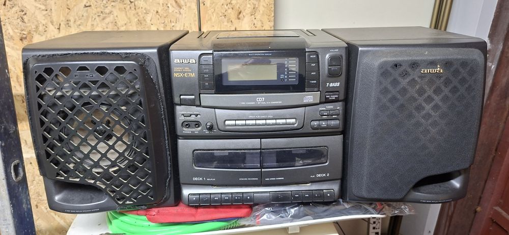 Wieża Aiwa NSX-E7M z głośnikami AUX Radio do garażu warsztatu