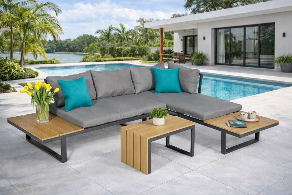 Zestaw mebli narożnik ogrodowy aluminiowy uniwersalny