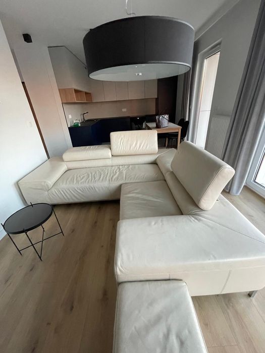 Biała sofa kanapa narożnik skóra naturalna