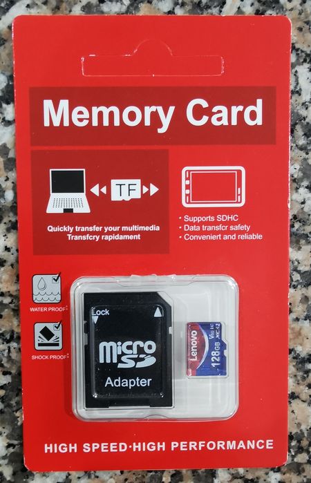 Cartão microsd 128gb Lenovo (com adaptador sd)