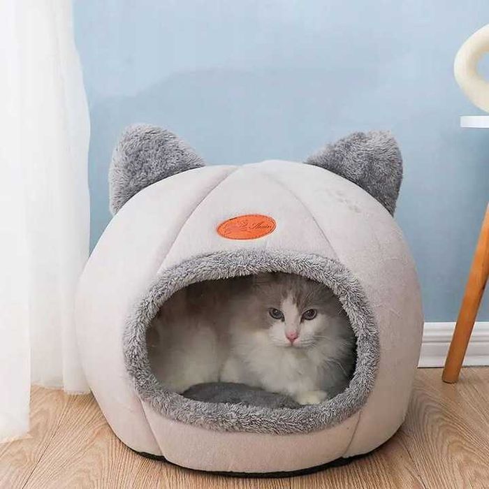 Domek dla kota budka legowisko pluszowe zima miękkie posłanie poduszka