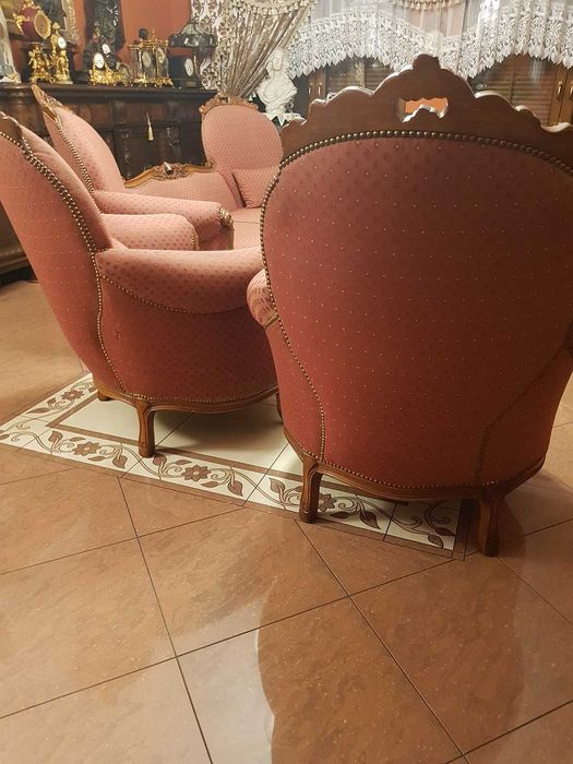 Komplet mebli  wypoczynek do Salonu - Gabinetu 4 +2 - Rzeźby - Cudo!