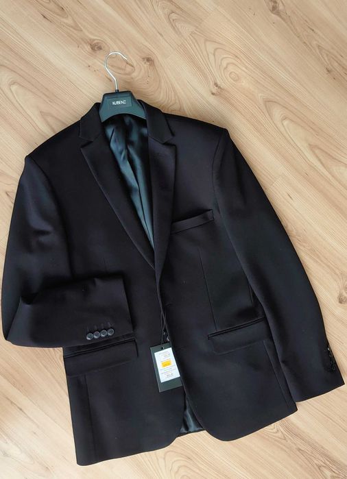 Kubenz Blue Roma marynarka męska czarna slimfit garnitur wesele święta