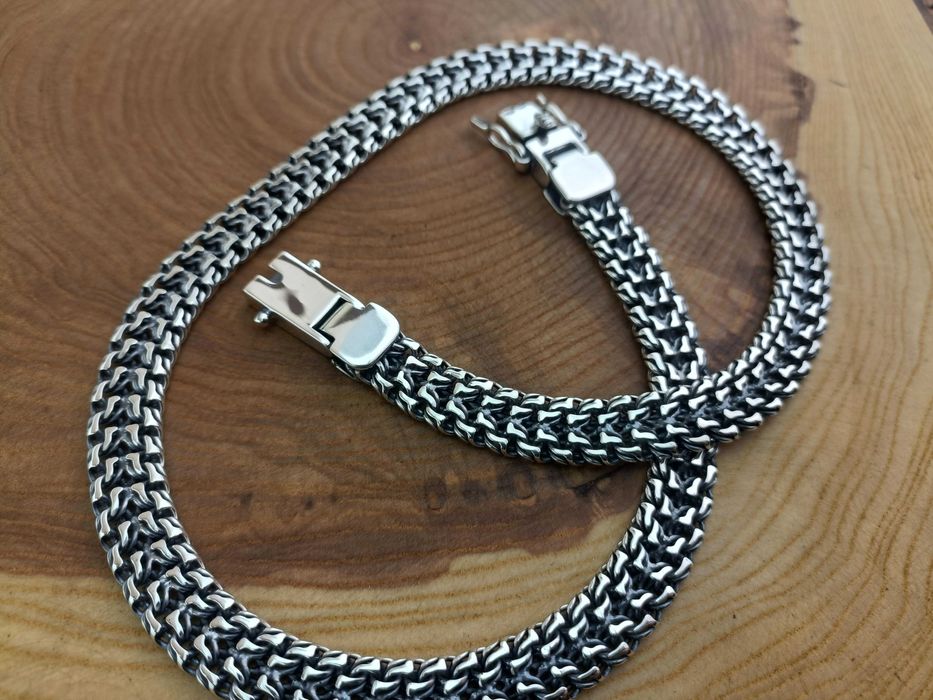 Мужская Серебряная Цепочка Двойной Арабский Бисмарк. Срібний ланцюг