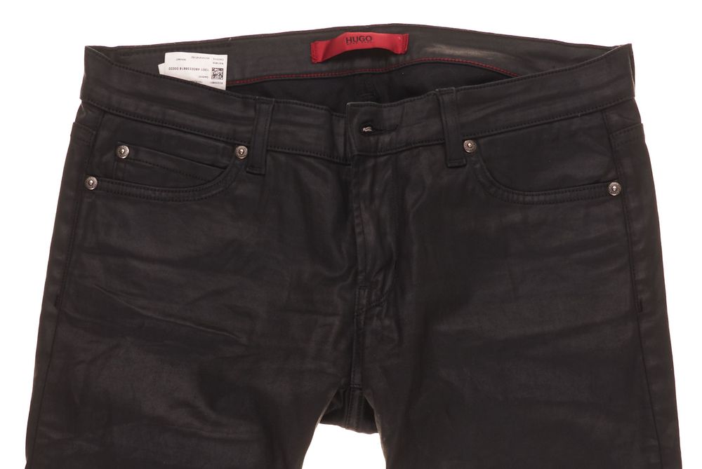 Spodnie Hugo Boss W28 L34 Damskie Slim Wet Look Black Czarne Woskowane