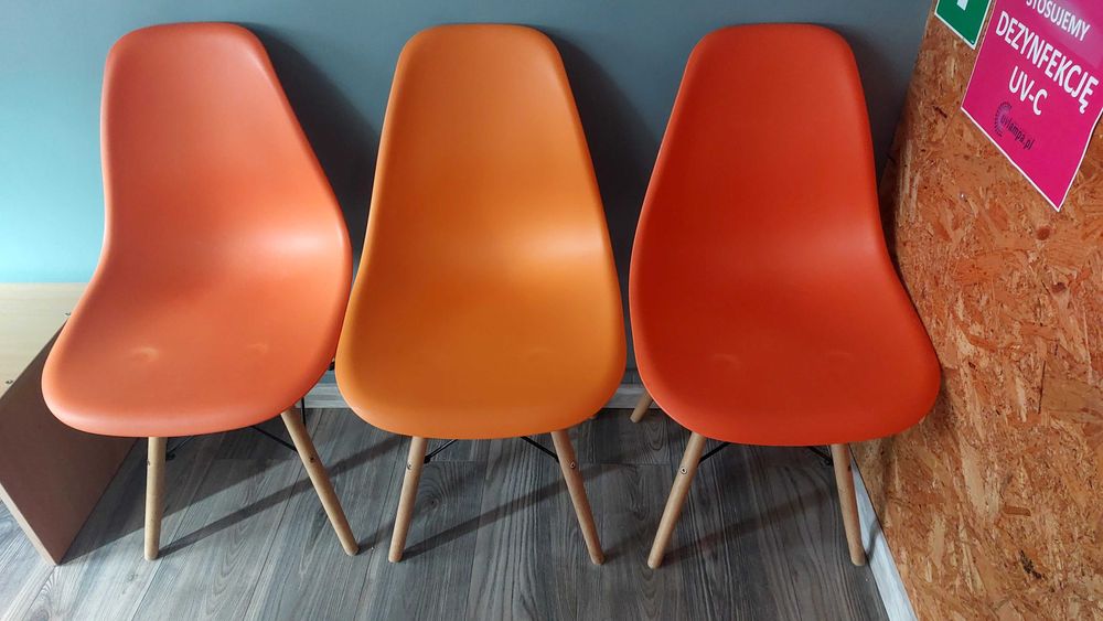 Krzesełka plastikowe w kolorze pomarańczowym 5 sztuk